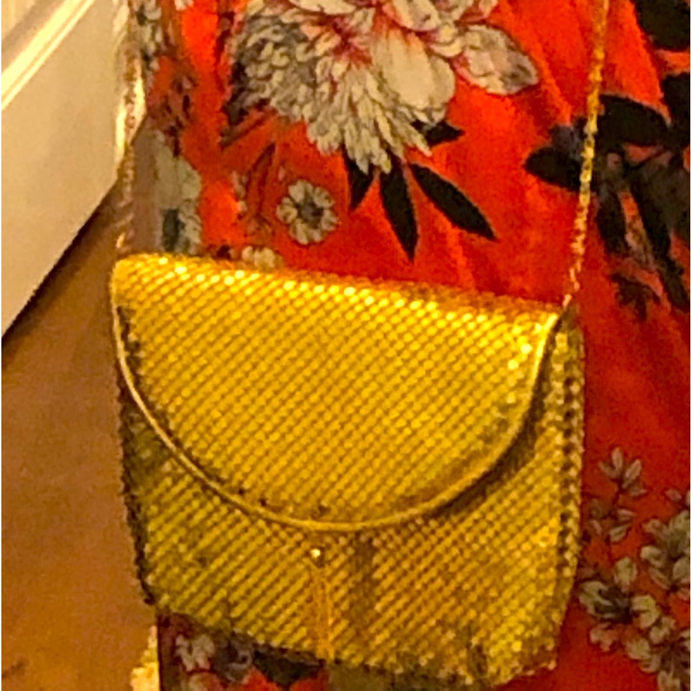 Elegant Gold Metallic Metal Evening Clutch / Crossbody 9x7
